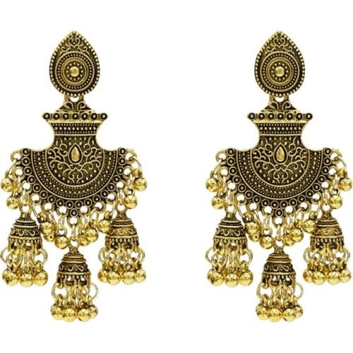 Retro Egipto campanas pendientes moda mujer India joyería 2019 clásico geométrico Tribal gitano colgante pendientes percha