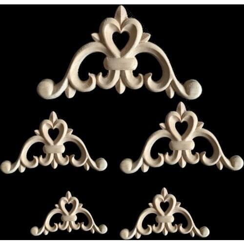 Wood Carving Decal Corner Applique Frame Door Decorate Wall Doors Decorative Figurines Wooden Cabinet Window Mirror Doors Decor