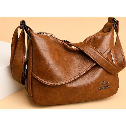 Luxury womens bag 2020 new high-quality soft PU leather ladies shoulder messenger bag designer multi-layer double zipper bag