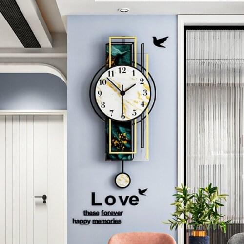 Luxury Nordic Wall Clock Large Pendulum Living Room Modern Design Creative Wall Clock Simple Reloj Pared Home Decor Clock DL60WC