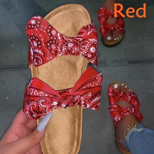 Womens Thick Bottom Shoes Sandals Female Summer Fashion Bow-Knot Silk Non-Slip Wearable Multiple Color Ladies Beach Slippers