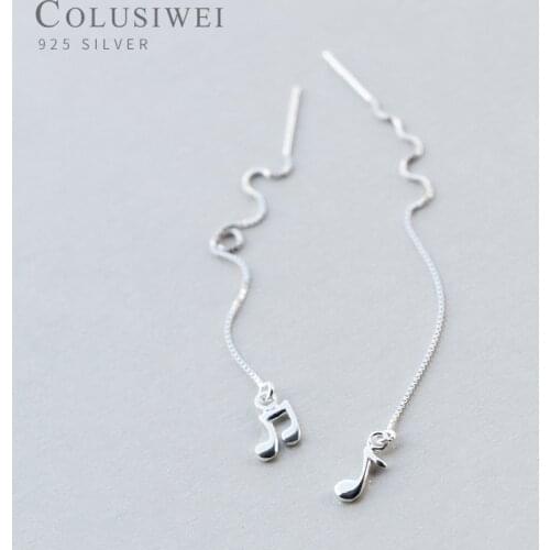 Colusiwei Cute Notes. Long Chain Tassel Dangle Earrings for Women Girls Real Sterling Silver 925 Fashion Ear Fine Jewelry