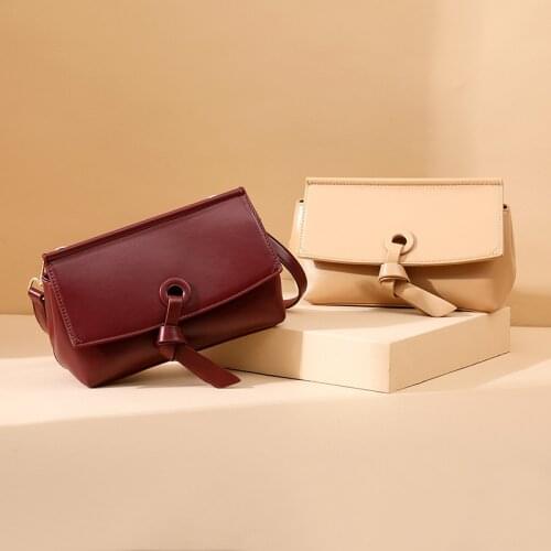 Womens New Fashion Solid Color Vintage Sewing Thread Shoulder Bag Elegant All-match Crossbody Bag Office Daily Burgundy/Apricot