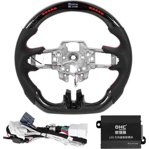 Carbon Fiber Steering Wheel LED Shift Lights Display Fit for Ford Mustang V6 EcoBoost GT Shelby 2015 2016 2017