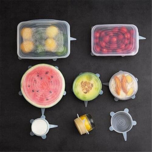 6PCS Silicone Stretch Lids Universal Silicone Food Wrap Bowl Pot Lid Silicone Cover Pan Cooking Kitchen Accessories