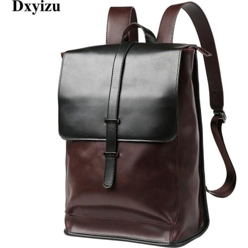 Vintage Laptop Leather Backpack Waterproof Men Quality PU Travel Leisure Backpacks Male Casual Bag Schoolbags Teenager Students