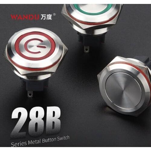 WD28mm Waterproof Ip67 Metal Push Button Ring Light Momentary Latching Switch