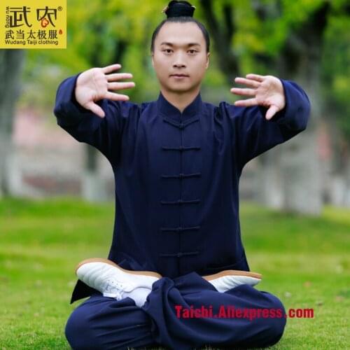 Wudang Handmade Custom Linen Clothing Male Tai Chi Uniform Wushu Kung Fu martial Art shaolin Training Suit