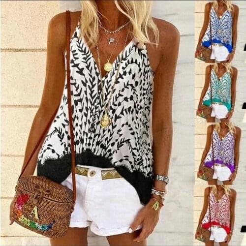 Y2k Tops Woman Camis Sexy Printed V-neck Loose Camisole Streetwear Top Loose Casual T Shirt Plus Size Women Clothing Female