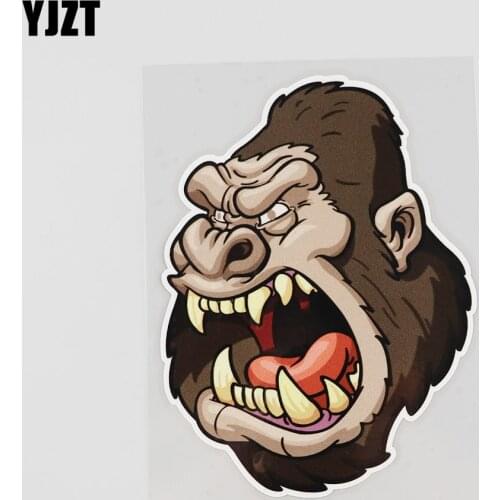 YJZT 10.9CM*14.4CM Interesting Fierce Gorilla PVC Car Sticker 12A-0060