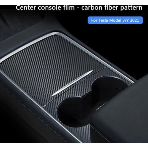For Tesla Car Center Console Wrap Protector Cover Sticker Carbon Fiber Texture PVC for Tesla Model 3 Y 2021 Interior Accessories