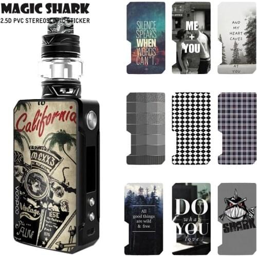Magic Shark Vintage English Words Cells Motorcycle Stereo Ultra Thin Vape Case Cover Sticker Film Skin for Voopoo Drag 2 II