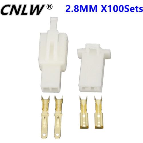 100 Sets/Kits 2.8 Serie 2 Pin/way ABS DJ7021A-2.8-11/21 Electrical Wire Connectors Plug Male and female Automobile Connector