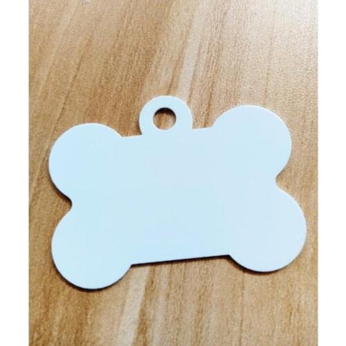 100pcs Sublimation DIY Blank White Metal Bone Pet Dog tag ID Card
