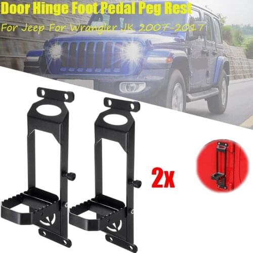 2Pcs Door Hinge Folding Foot Pedal Peg Car Exterior Rest Metal Solid Steel Plate Foot Pegs For Jeep For Wrangler JK JL 2007-2017