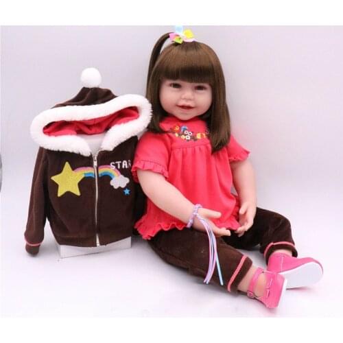 24" Silicone Reborn Toddler Baby Doll Toys 60cm Princess Girl Like Alive Bebe reborn Girls Brinquedos Collection Birthday Gift