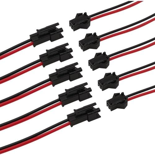 5/10Pairs JST SM 2 Pin Connector 2P JST Plug Male to Female Jack Socket Wire Cable Pigtail for LED Strip Length 10CM 15CM 20CM