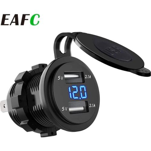12V-24V Car USB Charger 2.1A for Motorcycle Auto Truck ATV Boat LED Light Dual USB Socket Charger Power Adapter Outlet Power