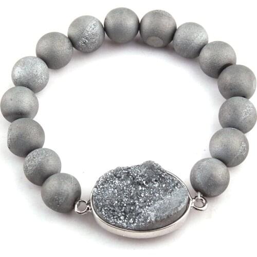 Free Shipping Energy Bracelets Made 10mm Natural Stone Bead Druzy Bracelet