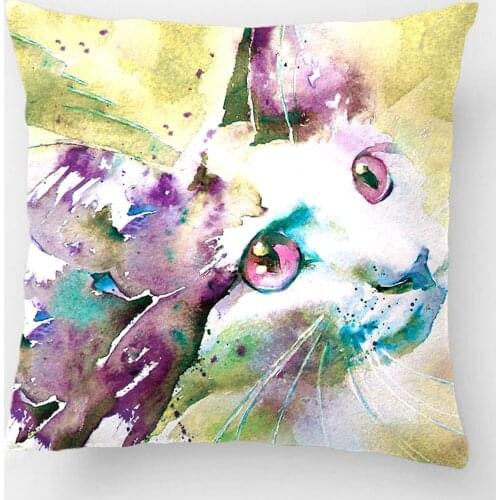 Throw Pillow Case Wedding Decorative Cushion Cover Design With Cat, Cat Home Decor Pillowcase, Custom Cotton Polyester Cushion