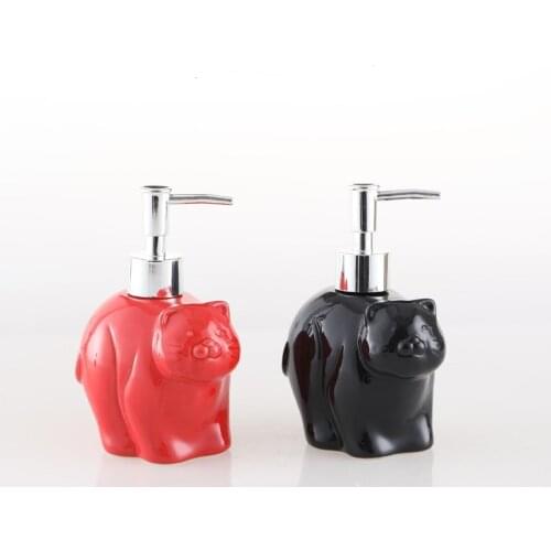 Cat Shape Soap Dispenser Home Hotel Bathroom Shower Gel Hand Sanitizer Bottle Ceramic Lotion Bottle Bathroom Accessories Set