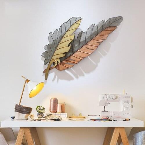 Retro Living Room Wrought Iron TV Background Wall Decoration Pendant Industrial Wind Porch Three-dimensional Leaf Wall Hanging