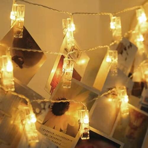 10/20 LED Photo Clip Battery Powered Garland Fairy Light Wedding Decoration Baby Shower Party Decoration Garland Christmas Decor