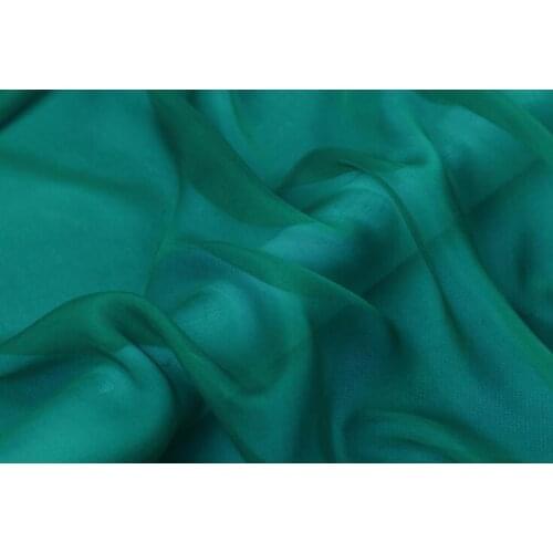 Howmay 100% pure silk fabric chiffon 5.5m/m 140cm 55" dark green 86# color for scarf dress scarf decoration