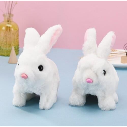 Simulation Electric Rabbit Can Jump Move Shout Kawaii Plush Toys Cartoon Comic Anime Model Doll Stuffed Toy Christmas Gift
