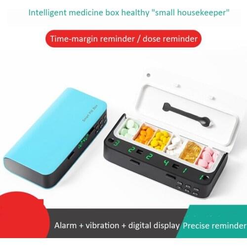 Intelligent Electronic Small Medicine Box Elderly Take Medicine Regularly Healthy Alarm Clock Portable Dispensing Combination