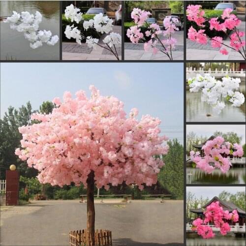 100CM long Artificial Silk Flower Garland Hanging Fake Flowers Rattan Faux Cherry Blossom Vine Wreath for Party Wedding Decor
