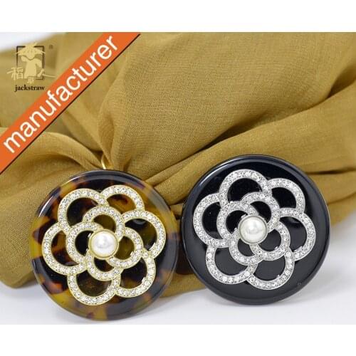 Jackstraw flower scarf clip buckle Acetate plate C brooch Silk Scarf Jewelry Accessories Imitation Flower Shawl Ring Clip