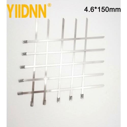 100 PC 201/304 Stainless Steel Zip Ties Cable Ties 4.6mm*150mm Multi Functional Cable Straps Locking Metal Zips Ties for Cables