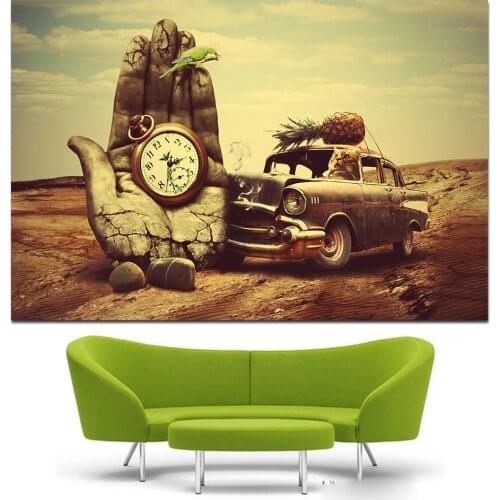 Canvas Painting Wall Decor Classic Art Salvador Dali Hand, watch, car, pineapple ,parrot Prints Posters Wall Art For Living Room