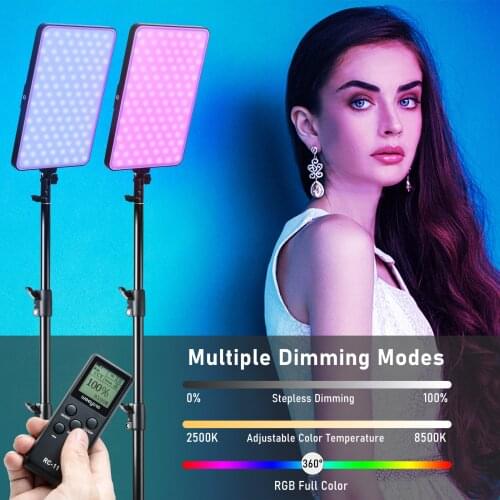 Weeylite Sprite40 2Pack 40W RGB LED Video Light Kit Lhotography Lighting 2500K-8500K with Tripod Stand Set Light Studio Lighting