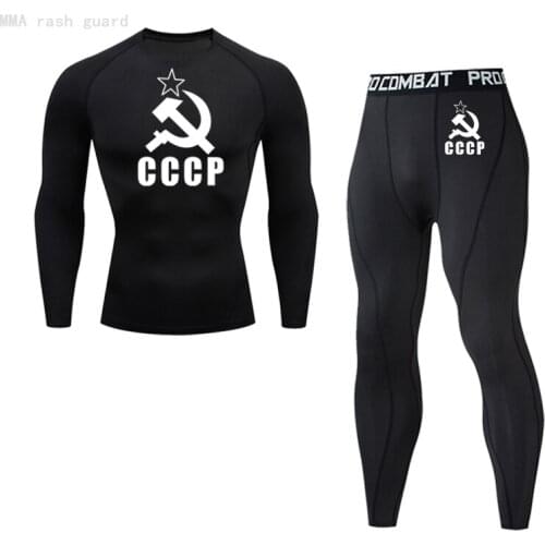 CCCP Thermal underwear set Men Winter Jogging skin care kits Mens Homewear Thermal long johns Compression 2 piece tracksuit men