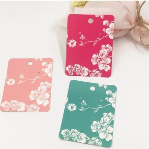 Creative 200pcs/lot Colorful Flower Printed Vintage Kraft Paper Eardrop/Stud Ear display Card Organize Ear Ornament Labels Card