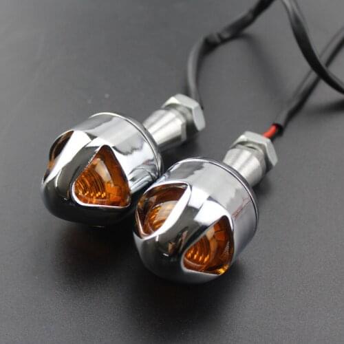 2Pcs Metal Chrome Amber Bulb Light Motorcycle Turn Signal Lamp Indicator Blinker For Honda Kawasaki Suzuki Yamaha