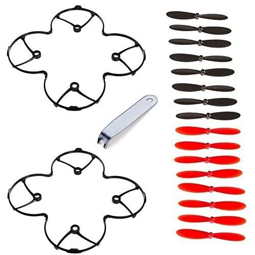 EBOYU(TM) Propeller Blades Props and Protection Guard Cover for Hubsan X4 H107C H107D Quadcopter Black / Red