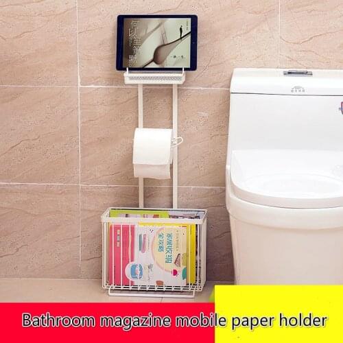 Metal Assembly Bathroom Mobile Newspaper Magazine Digital Product Storage Rack Free Perforated Towel Holder Magazine Rack