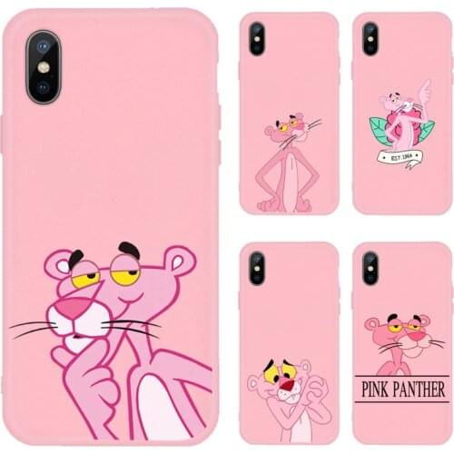 Pink panther cute cartoon Phone Case Candy Color for iPhone 6 7 8 11 12 s mini pro X XS XR MAX Plus