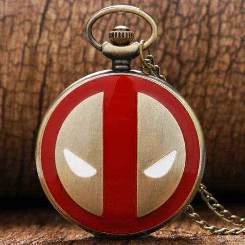 Fashion Deadpool Cosplay Anime Cartoon Pocket Watches for Kids Boys and Girls