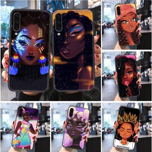 Cartoon Beautiful Black Girl cute Phone case For Samsung Galaxy A 3 5 7 8 10 20 21 30 40 50 51 70 71 E S 2016 2018 4G black