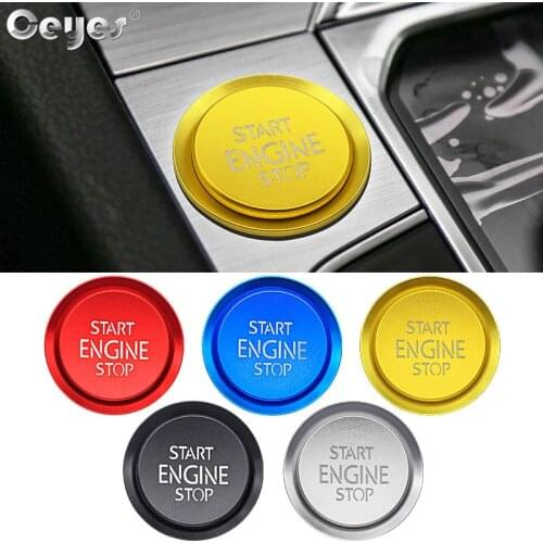 Ceyes Car Styling Stickers Engine Start Stop Ring Accessories Case For Volkswagen CC Golf GTI R MK7 For VW Passat B8 B6 B5 Cover