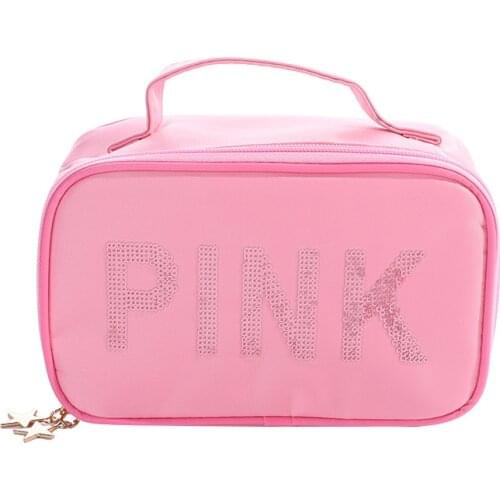 New PINK Women Multifunction Cosmetic Bag Toiletries Organizer Travel Make Up Cases Organizer Travel Portable Small Square Bag
