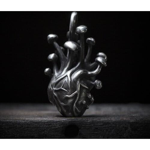 EYHIMD Gothic Heart Pendant Necklace for Men Women 316L Stainless Steel Biker Punk Jewelry Gifts for him