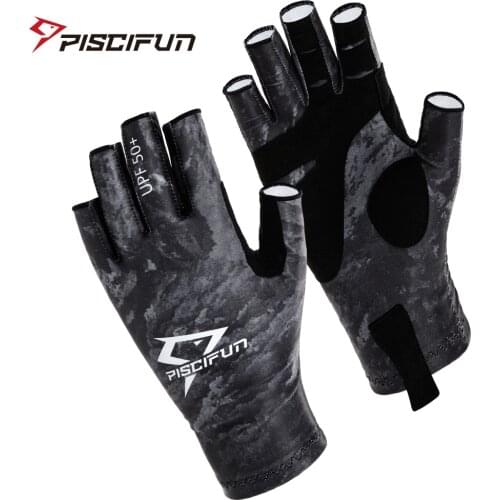 Piscifun Fishing Gloves Breathable UPF 50+ Sun Protection Fingerless Sports Gloves Use for Outdoor Kayaking Tackle Equipment