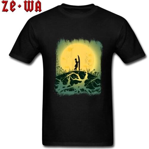 Slim Fit T-shirt Art Design T Shirt Men Tshirts Surfer Silhouette & Blazing Sun Cotton Clothes Mother Day Gift Tops Tees Unique