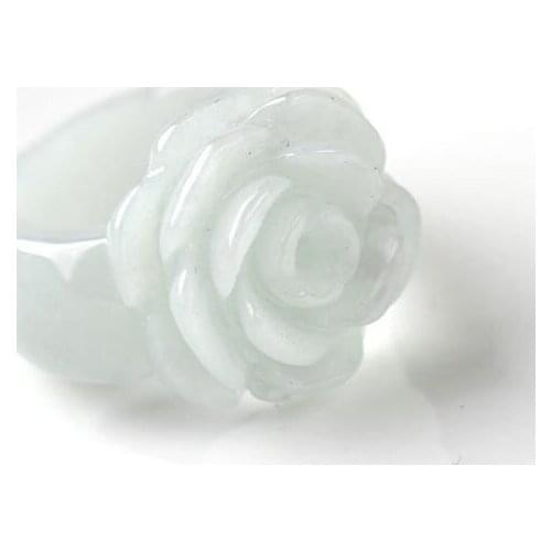 Drop shipping Hot Sell Natural Green Jadeite Rings Hand-carved Jadeite jades Women Fashion rose flower Finger Ring Jewelry