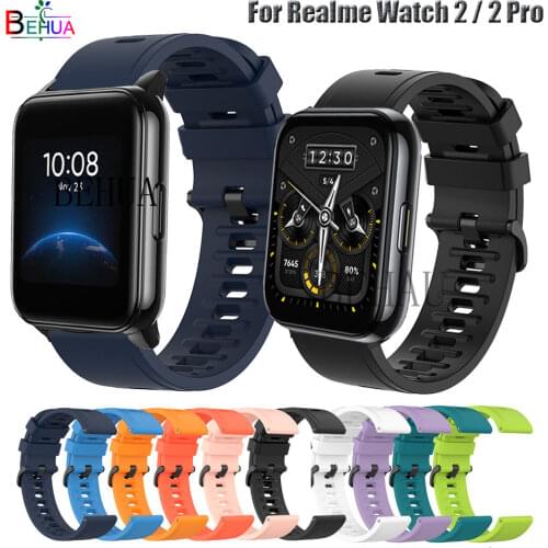 BEHUA Silicone Strap For Realme Watch 2 / 2 pro / Realme Watch S Smartwatch 22mm Watchband Wristband Bracelet Accessories belt